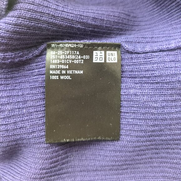 Uniqlo Wool Turtleneck Sz Small Purple Ribbed Knit Stretchy Long Sleeve READ - Picture 5 of 13